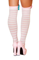 Pink and White Striped Stockings
