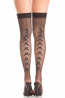 Fishnet Thigh Highs with Mini Bow Back Seam