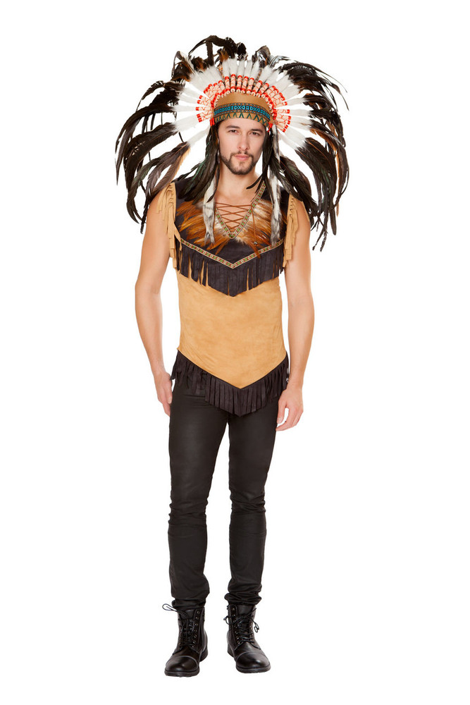 Sexy Roma Brown Men’s Native American Indian Chief Halloween Party Costume