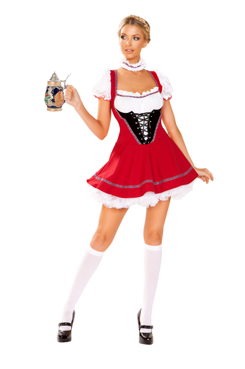 Sexy Red White Black Roma Halloween Party Cosplay Fantasy German Beer Wench Girl Oktoberfest