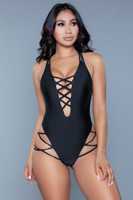Strappy Plunging High Waist Cheeky Swimsuit