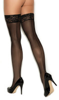 Silicone Stay Up Lace Top Back Seam Thigh Highs