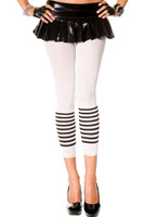 Lace Trimmed Striped Leggings