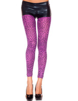 Purple Leopard Print Opaque Leggings