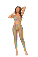 Rainbow Striped Crochet Cami Top & Leggings