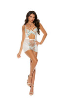 Embroidered Mesh Cutout Chemise & G-String