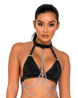 Holographic Halter O-Ring & Chains Bikini Top