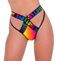 LOVE Rainbow High Waisted Criss-Cross Shorts