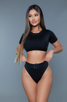 Short Sleeve Top & High Waist Bikini Set