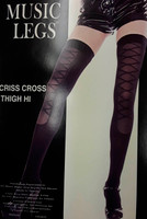 Faux Criss-Cross Sheer & Opaque Thigh Highs