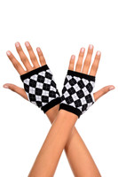Harlequin Argyle Print Fingerless Gloves