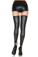 Footless Lace Up Wet Look Thigh Highs