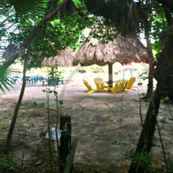 Bacab Yellow Chairs and Umbrella Table