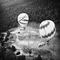 Balloons and Vans BW