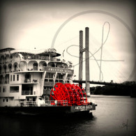American Queen Paddle Wheel and Bridge BW