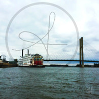 American Queen and Bridge from River