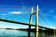 Burlington Great River Bridge from River Postcards