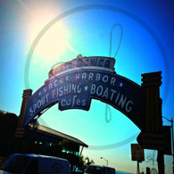 Santa Monica Pier Sign with Sun