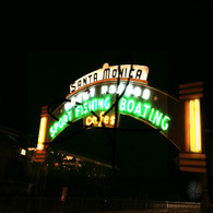 Santa Monica Pier Sign Night Lights
