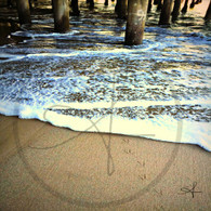 Wave Erasing Bird Prints Under Pier