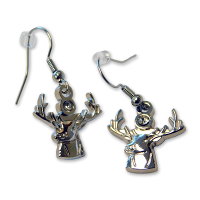 3D Elk Bust / Nickel (Earring)