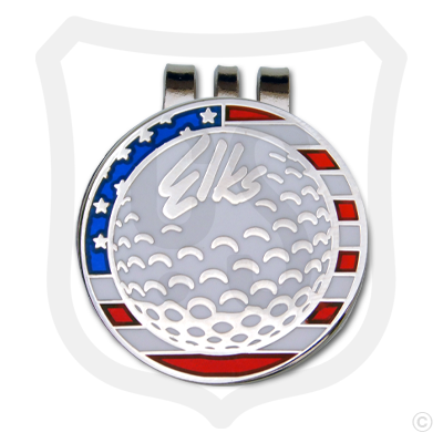 Elks Script American Flag Golf Ball Marker & Hat Clip