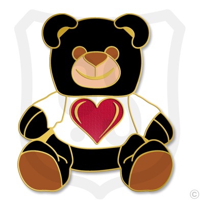 Teddy Bear Black with Red Heart - C. Sanders Emblems