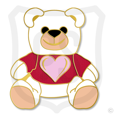 Teddy Bear White with Pink Heart