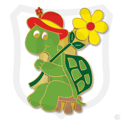 Turtle sitting with flower
