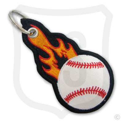 Flaming Baseball Bag Tag