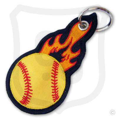 Flaming Softball Bag Tag