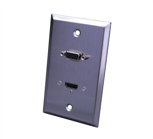 Stainless Steel HDMI + S-VGA Wall Plate