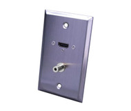 Stainless Steel HDMI + 3.5mm Wall Plate