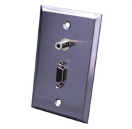 Stainless Steel S-VGA + 3.5mm Wall Plate (van_120952X)