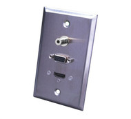 Stainless Steel HDMI- S-VGA- 3.5mm Wall Plate