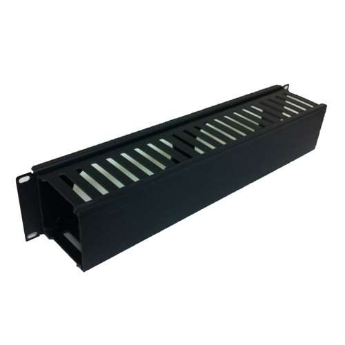 19" HORIZONTAL FINGER DUCT WITH COVER 2 RMS. 190 CABLES.  BLACK