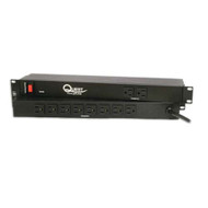 19" Black Horizontal Rack Mount Surge Strip, 10 Outlets, 120V/15A, 1U