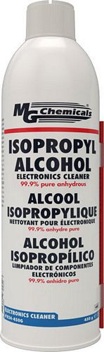 Complies to California Air Resource Board VOC limits for electronics cleaners99.953% pure anhydrous. General all-purpose cleaner in aerosol form. Safe on plastics. Extra effective with the use of M.G. Cat.#s 852 and 853 Hog Hair cleaning brushes.For use