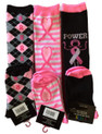 Pink and black socks, pink and black knee highs, breast cancer socks,