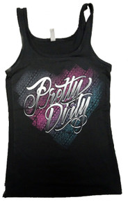 Black Pretty Dirty Track Heart Tank Top 