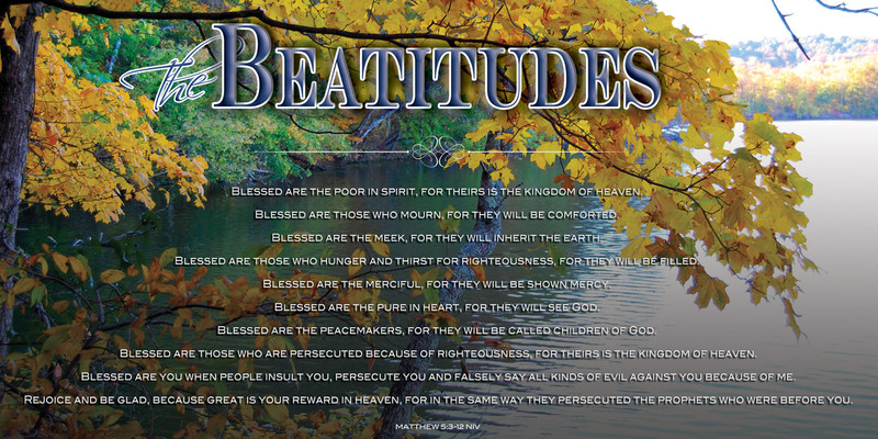 Church Banner featuring Fall at Lake with Beatitudes Theme