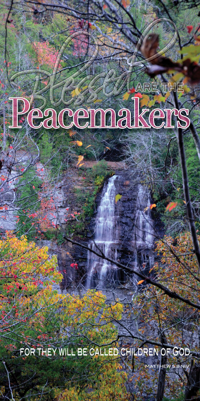 Church Banner featuring Fall Waterfall with Peacemakers Theme from Beatitudes