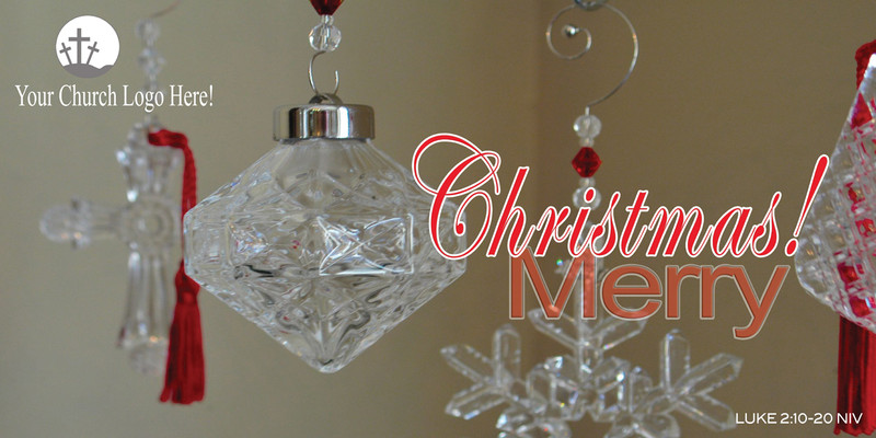 Church Banner featuring Crystal Ornaments and Christmas Theme - Customize FREE