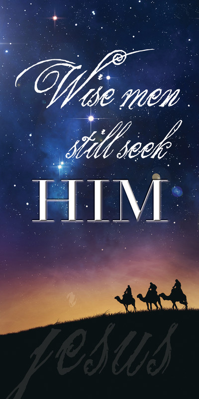 Church Banner featuring Three Wise Men Following Star with Christmas Theme