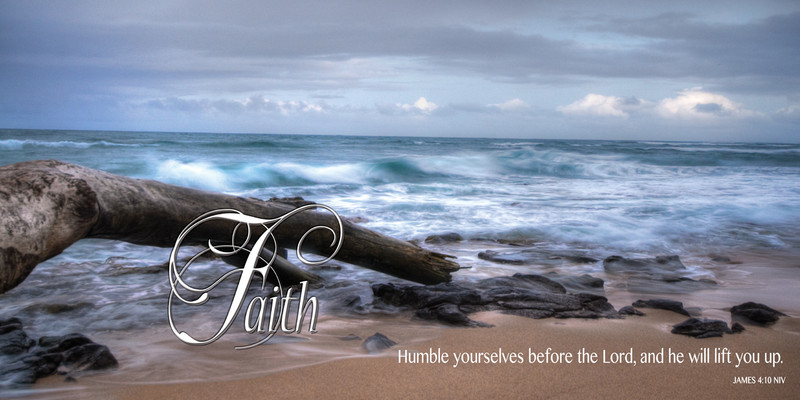 Church Banner featuring Surrealistic Ocean Scene with Faith Theme