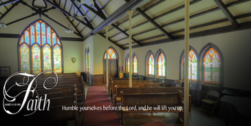Church Banner featuring Stained Glass in Church with Faith Theme