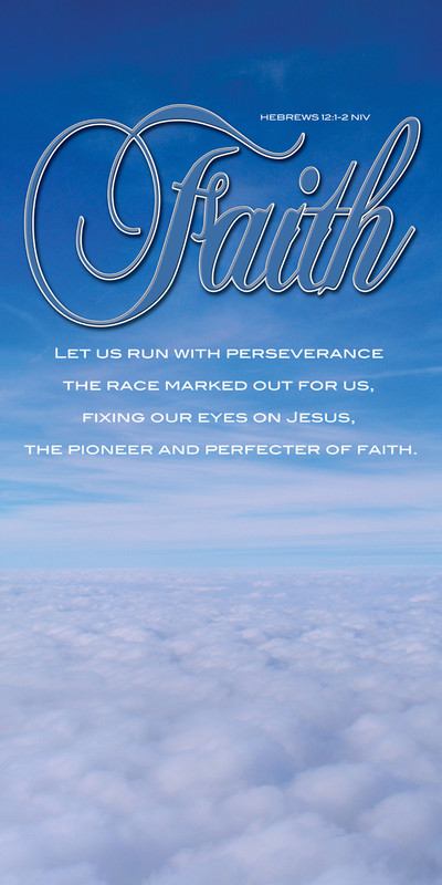 Church Banner featuring Fluffy White Clouds with Faith Theme