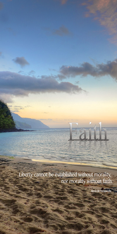 Church Banner featuring Ke`e Beach with Calm Waters and Faith Theme
