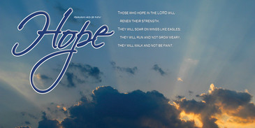 Church Banner featuring Sun Rays Breaking Through Clouds with Hope Theme