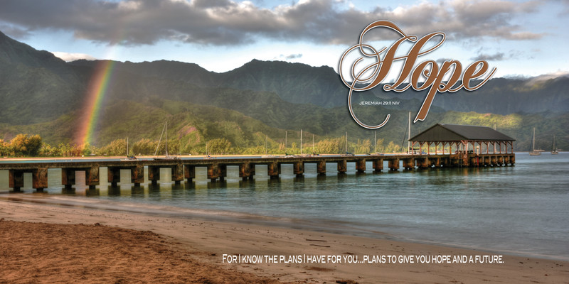 Church Banner featuring Rainbow/Hanalei Bay with Hope Theme